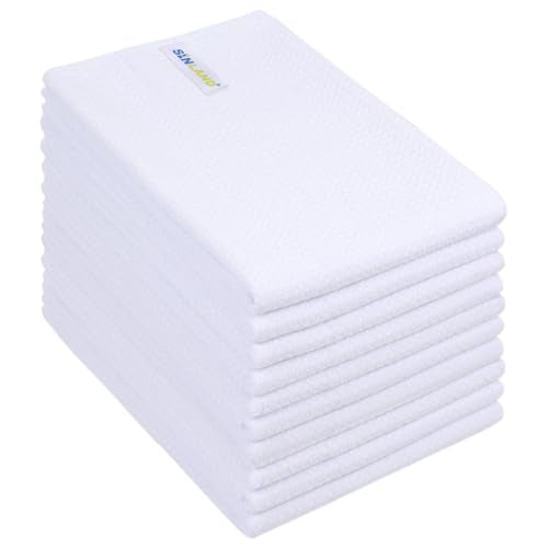 Sublimation Blank Towels Waffle Kitchen Towel White 20x28 10 Pack | Microfiber, Fast Drying, Tea Towel, Polyester Dish Towels for Home, Decorate, DIY - color: Whitex10-280g, size: 20 inchx28 inch