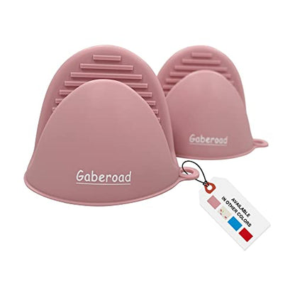 Thickened Mini Silicone Oven Mitts Heat Resistant as Hot Pot Holder, Baking Holder, Rubber Oven Gloves, Finger Pinch Grips, Potholder Mitts for Kitchen Cooking, 1 Pair, Macaron Pink - color: Pink