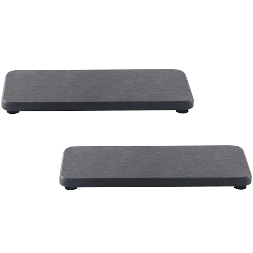 NiuYichee 2 Pcs Sink Stone Soap Trays, Water Absorbing Diatomite Tray Used for Hand Soap/Cosmetic Bottles/Dish Soap in the Kitchen/Bathroom Sink Countertop, Fast Dry Stone Tray with Non-Slip Pads - color: Dark Gray, size: 7.1" x 3.54" without groove