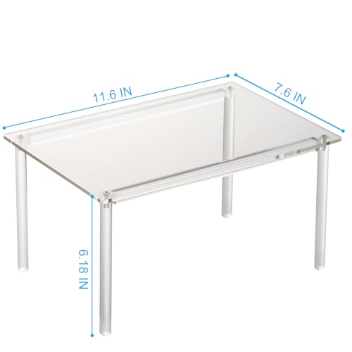 HENABLE 1 Pack Acrylic Cabinet Organizer, Kitchen Countertop Counter Organizer, Clear Spice Rack, Shelf Risers Cabinets for Bathroom, Desk, Dresser Cupboard Organizers and Storage
