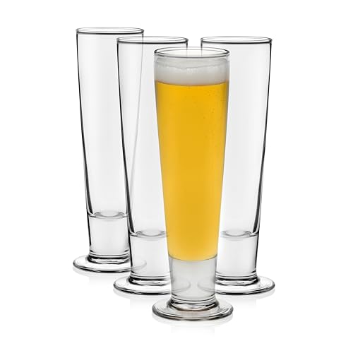 Libbey Stockholm Pilsner Beer Glasses Set of 4, 14.5oz, Tall, Slender Pint Glasses for Pilsner, Kolsch, Lager, and More, Unique Beer Gift Set - color: Pilsner 4