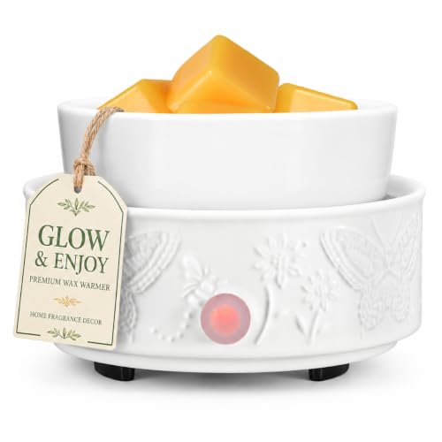 Wax Melt Warmer for Scented Wax Ceramic Wax Warmer Fragrances Candle Oils | Home Fragrance Wax Burner,True White Electric Candle Warmer as Gifts for Mom Women(Butterfly) - color: White Butterfly
