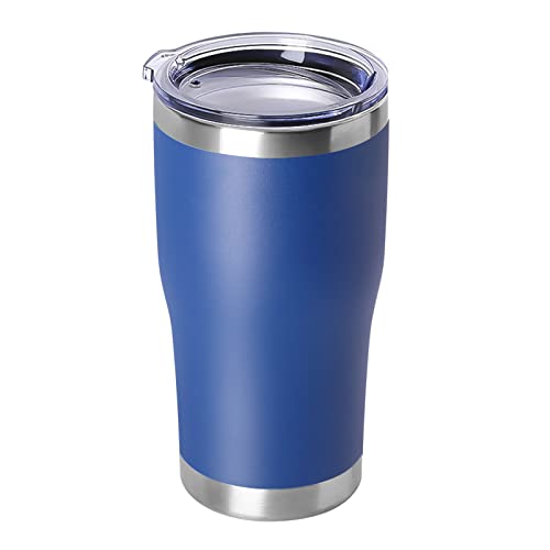 DOMICARE 20oz Tumbler with Lid Stainless Steel Tumblers Bulk, Double Wall Vacuum Insulated Coffee Travel Mug Powder Coated Tumbler, 1 Count (Pack of 1) Dark Blue - color: Dark Blue, size: 1 count