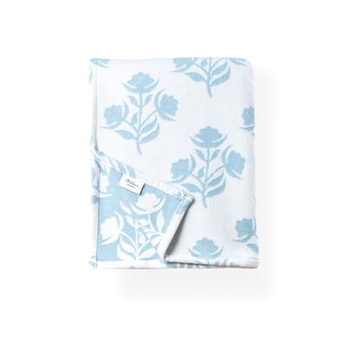 Hofdeco Premium Coastal Decorative Throw Blanket for Patio Couch Sofa, Baby Blue Floral with Piping, 50"x69" - color: Baby Blue Floral 50"x69"