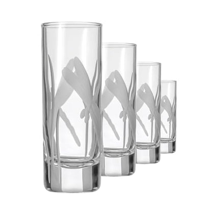 Rolf Glass Dragonfly Shot Glass | 2.5oz Engraved Glass Cordial | Elegant Spring Design | Lead-Free and Diamond-Wheel-Engraved | Made in the USA | Set of 4 - color: Shot Glass 4 Set