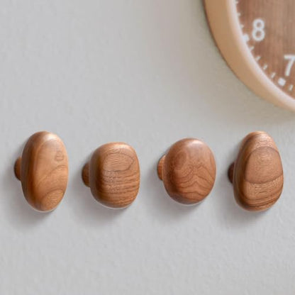 4Pcs, Wood Wall Mounted Coat Hooks Wooden Coat Hooks Coat Racks Wood Cabinet Knobs Wall Hooks for Scarf, Bag,Hat,Bedroom,Home
