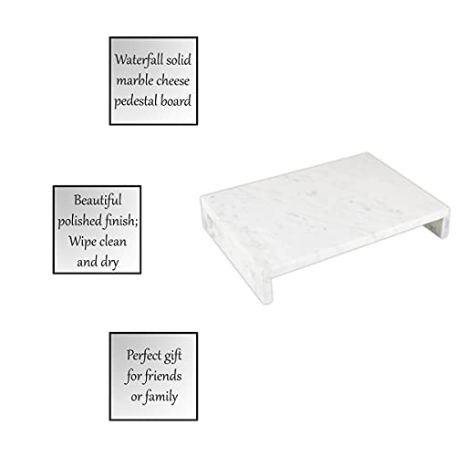 Santa Barbara Design Studio Waterfall Marble Tray - Elegant Table Display Riser Charcuterie Cheese Board Footed Stand, 14" x 10", White