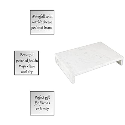 Santa Barbara Design Studio Waterfall Marble Tray - Elegant Table Display Riser Charcuterie Cheese Board Footed Stand, 14" x 10", White