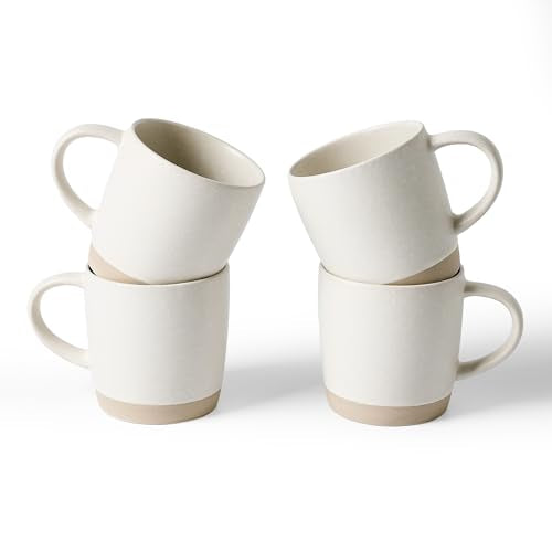 famiware Coffee Mugs Set of 4, Milkyway 13 oz Ceramic Cup Set with Handle | Stoneware Mug Set for Tea, Coffee, Latte, Cappuccino, Cocoa, Microwave and Dishwasher Safe, Matte White - color: Milkyway-Matte White, size: 4 Count (Pack of 1)