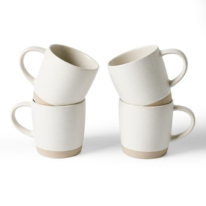 famiware Coffee Mugs Set of 4, Milkyway 13 oz Ceramic Cup Set with Handle | Stoneware Mug Set for Tea, Coffee, Latte, Cappuccino, Cocoa, Microwave and Dishwasher Safe, Matte White - color: Milkyway-Matte White, size: 4 Count (Pack of 1)