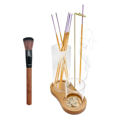 2 in 1 Glass Incense Holder and Burner with Ash Catcher and Stick Storage,Anti-Ash Flying, Mess-Free for Meditation Yoga Spa Gift Home Decor