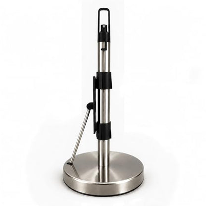 Paper Towel Holder with Spray Pump, All-in-One Countertop Paper Towel Stand with Refillable Bottle, One-Handed Tear Kitchen Roll Holder, Weighted Base, Brushed Stainless Steel(Chrome) - color: Chrome