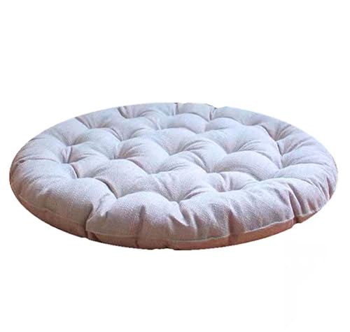 Large Linen Floor Cushions,Round Futon Pillows Japanese Style Tufted Floor Pillows Meditation Cushions for Seating On Pad for Yoga Sofa Balcony(Size:30x30inch,Color:Beige) - color: Beige, size: 75x75cm(30x30inch)