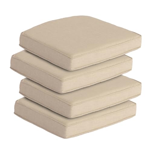 Goodgoods 20x20 Patio Chair Cushions Set of 4, 35D Foam, Putty | 35D High-Resilience Foam, Fade-Resistant and Water-Resistant Seat Pads for Dining Room, Kitchen, or Patio Chairs - color: Putty, size: 20"x20" 4pcs