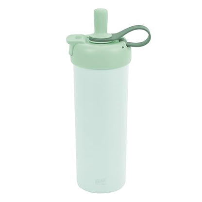 Glad Sip & Chug Insulated Water Bottle - Skinny Stainless Steel Tumbler with Straw and Chug Lid - Leak Resistant Double Walled Metal for Hot and Cold Drinks, 23oz, Green - color: Green