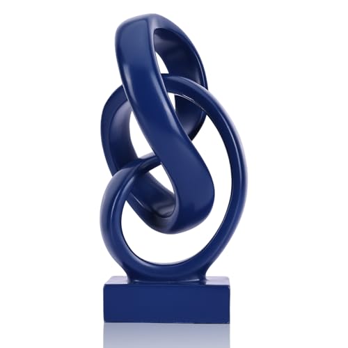 DOVDOV Abstract Blue Knot Sculpture, Geometric Decorative Statue, Blue Decor for Living Room Coffee Table Bookshelf Top, Office TV Cabinet Entryway Table Top Decor. - color: Blue