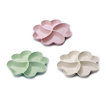 3 Pack Divided Serving Tray and Platters 4 Sectional Round Plastic Condiment Appetizer Set Condiment Server Caddy Bar Party Platter for Chips and Dip Snack Fruit Candy Nuts Desserts