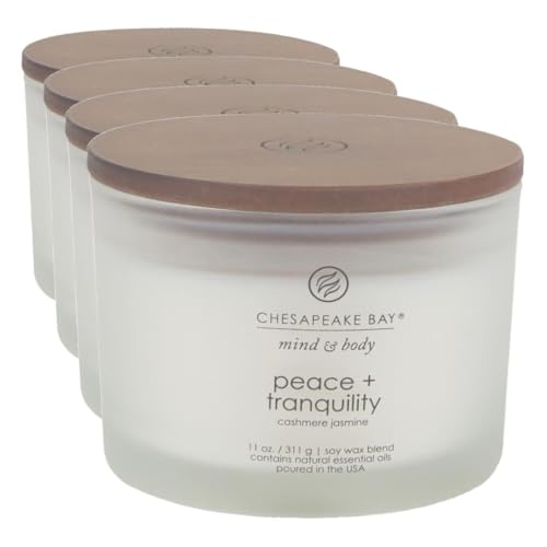 Chesapeake Bay Candle Scented Candle Peace + Tranquility (Cashmere Jasmine) 3-Wick Coffee Table Jar,(Pack of 4) - color: Peace + Tranquility, size: 3-Wick (Pack of 4)