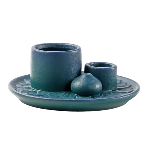 Ceramics Ashes Catchers Incenses Burners Tray Set for Incenses Stics Cones for Yoga Meditations Space Decoration Multifunctional Santo Wood Ashes Catchers Tray - color: Blue
