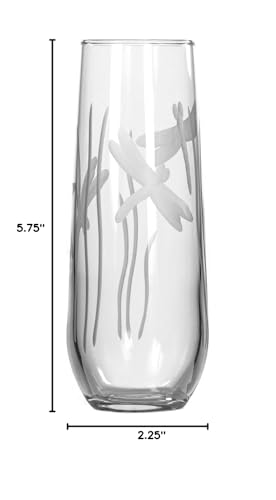 Rolf Glass Dragonfly Stemless Champagne Flute Glasses 8.5 ounce Set of 4 - Toasting Flute Glasses - Lead-Free Glass - Etched Flute Glasses – Proudly Made in the USA - color: Stemless Flute 4 Set