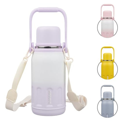 BJPKPK Stainless Steel Insulated Bottle with Handle & Strap, 27oz | Leak-proof vacuum insulation keeps drinks cold/hot for hours. BPA-free, dishwasher safe. Purple Pearl. - color: Purple Pearl, size: 27 Ounces