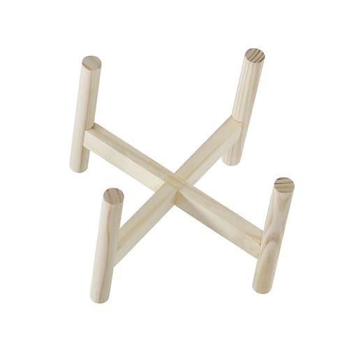 Sagebrook Home Ceramic Dotted Planter 8" with Pine Wood Stand - Elegant White - color: Dot White, size: 8 Inch