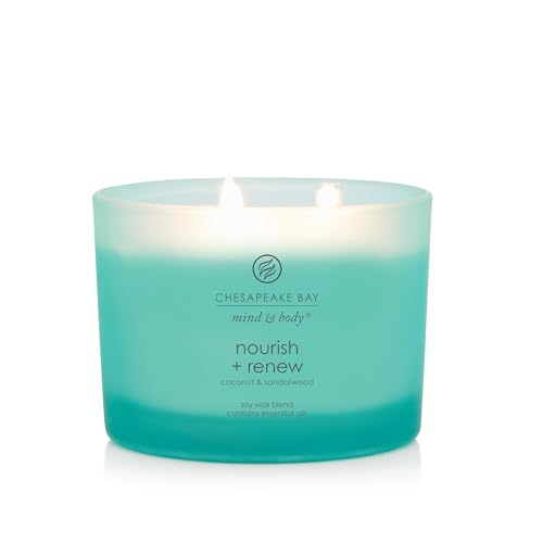 Chesapeake Bay Candle Mind & Body 3-Wick Coffee Table Jar Candle Nourish + Renew (Coconut & Sandalwood), 11oz (Pack of 4) - color: Nourish + Renew, size: 11oz (Pack of 4)