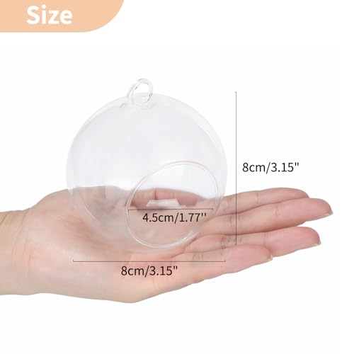 NUPTIO Hanging Glass Candle Holders, Set of 12 Globe Tealight Holders | 3.15 Inch Clear Glass Orbs, Hanging or Table Display, DIY Terrarium Craft, Garden Decor, Gift Idea - size: 3.15 inches