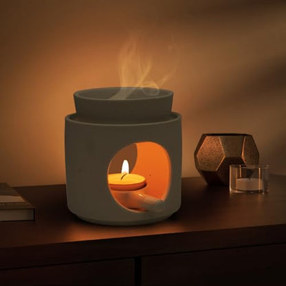 WD&CD Wax Melt Ceramic Oil Burner White, Aroma Diffuser Essential Oil Burner Aromatherapy Wax Burner with Tealight Holder, Home Bedroom Decor - color: White