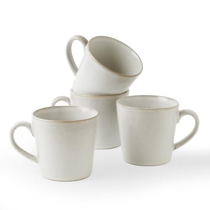 famiware Coffee Mug Set of 4, Annecy 14 oz Ceramic Cups Set with Handle | Stoneware Coffee Cup Set, Microwavable and Dishwasherable Stoneware, Drinkware Set for Tea, Latte, Cappuccino, Grey White - color: Grey White, size: Annecy