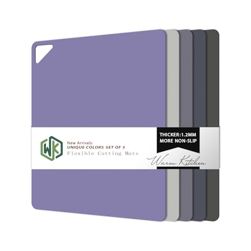 WK Flexible Plastic Cutting Boards for Kitchen, Cutting Board Mats Set of 5, Nonslip Cutting Board for Meat, Thin Cutting Sheets with Hole, Dishwasher Safe, BPA Free, 14.5x11.5" - color: Multi Grey - Large - 5