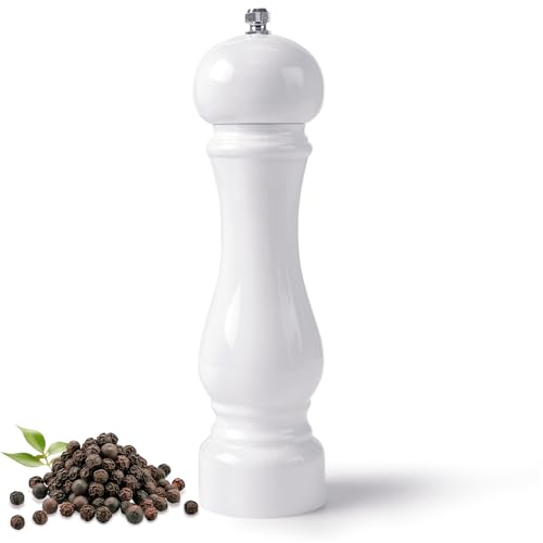 Pepper Mill Grinder Salt Grinder, Arcylic Peppercorn Grinders with Adjustable Ceramic Grinding Core (8 Inch,White) - color: White, size: 8 inch