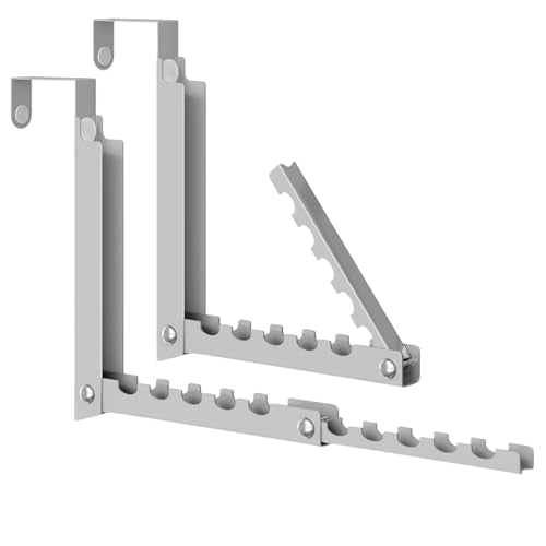 Over The Door Hanger Clothes Drying Rack,2 Pack Foldable Over Door Clothes Hook with 10 Ridges,Portable Door Coat Rack for Small Space Laundry Room Bathroom Closets - color: Grey-2(M3)