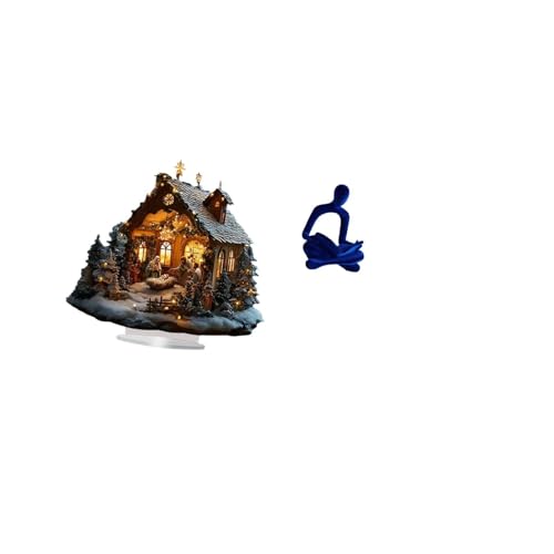 Nativity Scene Sculpture Human Figurine Decor Abstract Thinker Statue 2D Acrylic Ornament Unique Hollow Style Suitable Shelf Decor Office