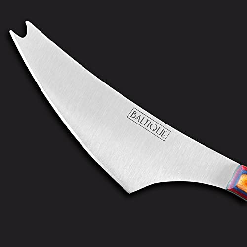 Totally Bamboo Baltique Marrakesh Collection 3-Piece Cheese Knife Set, Stainless Steel Cheese Knives with Colorful Wooden Handles for Charcuterie Boards