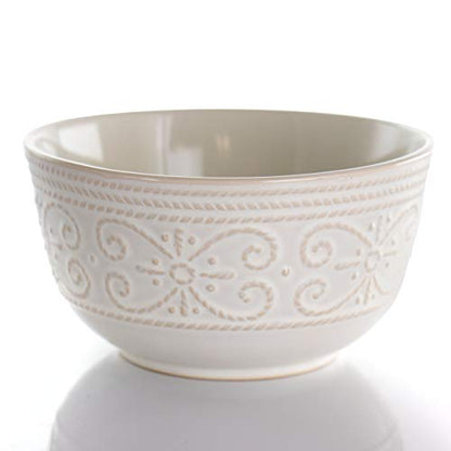 Elama Round Decorated Stoneware Scallop Embossed Dinnerware Dish Set, 16 Piece, Luna - color: Luna