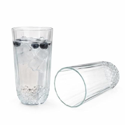 Highball Drinking Glasses Set of 6, 12 oz Crystal-Cut Water Glasses, Tall Clear Tumblers for Cocktails, Mixed Drinks – Elegant Durable Glassware, Dishwasher-Safe Premium Drink Cups for Home&Kitchen