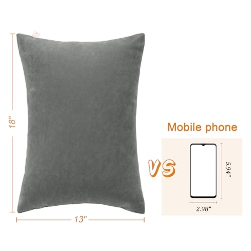 BEDSUM Toddler Pillows 13x18 Microfiber: Travel Inserts, 2 Pack, Dark Grey | Soft brushed microfiber, 13x18 size, 2 pillow inserts, machine washable, lightweight for daycare, travel, and home use - color: Dark Grey, size: 13x18 inches