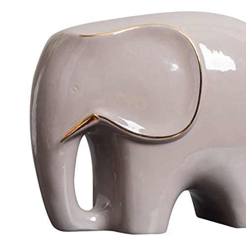 Handmade Ceramic Statue Furnishing Animal Ornament Figurine Sculpture for Living Room and Home Bedroom Decoration, Gray S