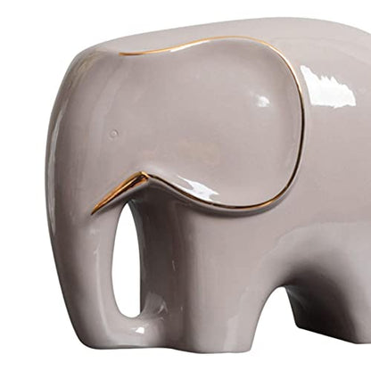 Handmade Ceramic Statue Furnishing Animal Ornament Figurine Sculpture for Living Room and Home Bedroom Decoration, Gray S