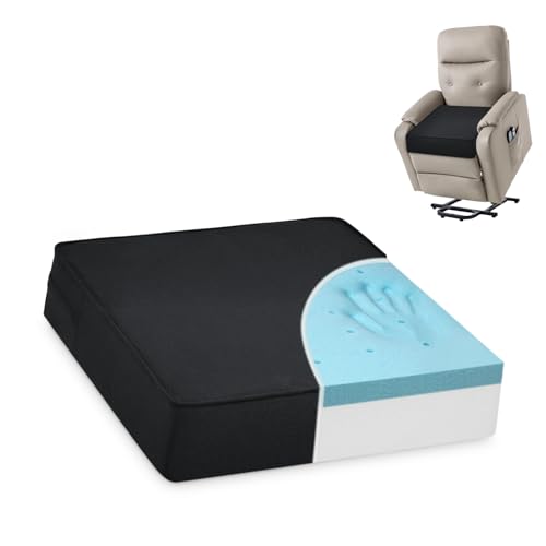 Shinnwa Gel Memory Foam Recliner Cushion for Elderly, Dual-Layer Foam Chair Pad, Extra Large Seat Cushion for Couch, Armchair, Wicker Chairs, Floor, 18 × 18 × 4in, Black - color: Black, size: 18 × 18 × 4in