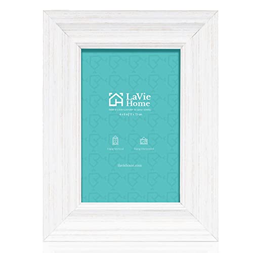 4x6 Picture Frames (3 Pack, White) Rustic Photo Frame Set with High Definition Glass for Wall Mount & Table Top Display - color: Distressed White, size: 4x6