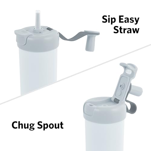 Glad Sip & Chug Insulated Water Bottle - Skinny Stainless Steel Tumbler with Straw and Chug Lid - Leak Resistant Double Walled Metal for Hot and Cold Drinks, 23oz, Grey - color: Gray