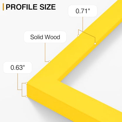 Vittanly Solid Wood 8x10 Picture Frames Set of 4, Yellow | 5x7 Picture Frame with Mat, Gallery Wall Frame Set, 8 x 10 Frame for Wall & Tabletop Display, Family, Pet, Christmas - color: Yellow, size: 8x10