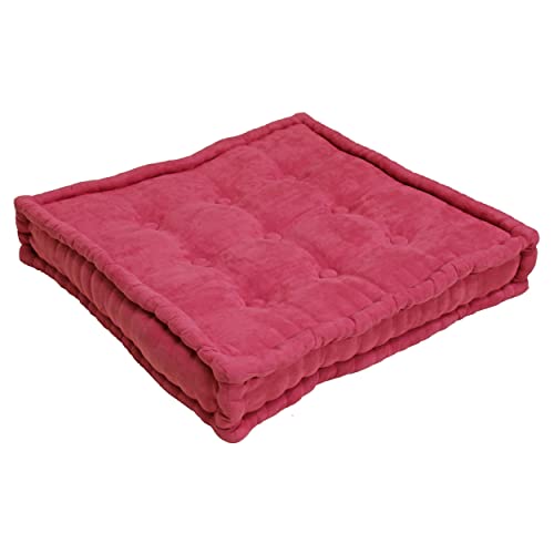 Blazing Needles Button-Tufted Microsuede Square Floor Pillow, 25", Bery Berry - color: Bery Berry