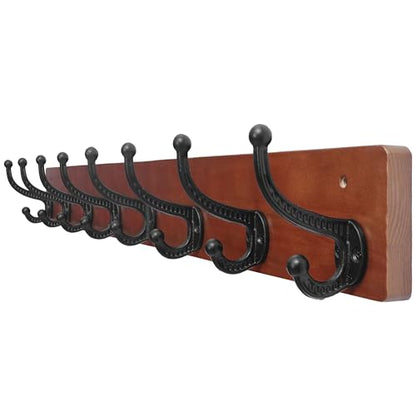 WEBI Rustic Coat Rack Wall Mount,35.43" Long 8 Cast Iron Coat Hooks Wall Mounted,Heavy Duty Wood Wall Coat Hanger Hooks for Hanging Coats,Jacket,Clothes,Backpack,Farmhouse,Cherry - color: Cherry, size: 35 Inch