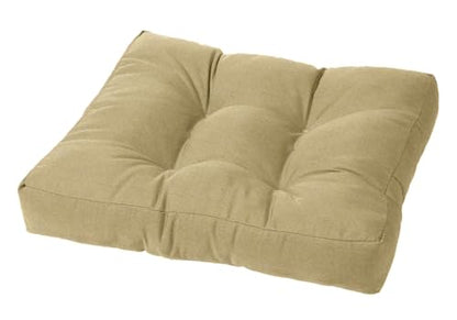 Cushion Source Tufted Ottoman Cushions, 21"X 17" Indoor and Outdoor Durable Tufted Cushion Made with Fade Resistant Sunbrella Fabric, Sunbrella Canvas Heather Beige - color: Sunbrella Canvas Heather Beige