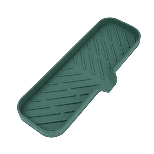 MicoYang Silicone Soap Dish with Drain Spout — Self-Draining Double Sink Organizer Tray for Kitchen & Bathroom, Dispensers, Sponges & Soap Holder, Non-Slip & Dishwasher Safe, Green (Large, 12"×4") - color: Green, size: L(12"×4")