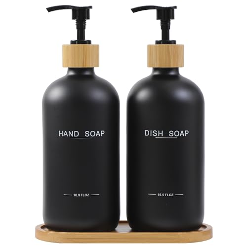 Black Soap Dispenser, Hand Soap, and Dish Soap Dispenser Set Suitable for Kitchen Counter Decor. (Black) - color: Hd Black