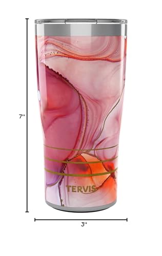 Tervis Traveler Inkreel - Apricot Swirl Triple Walled Insulated Tumbler Travel Cup Keeps Drinks Cold & Hot, 20oz, Stainless Steel | Thermos Travel Mug, Insulated, 18/8 Stainless, Quiet Base, BPA-Free, Dishwasher Safe, Fits Most Cupholders, Gifts under $50